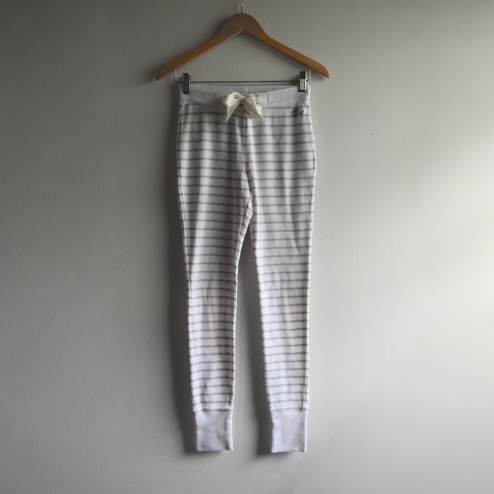 Gilly Hicks Hollister Striped Waffle Knit Pajama Pants Women Small White Gray